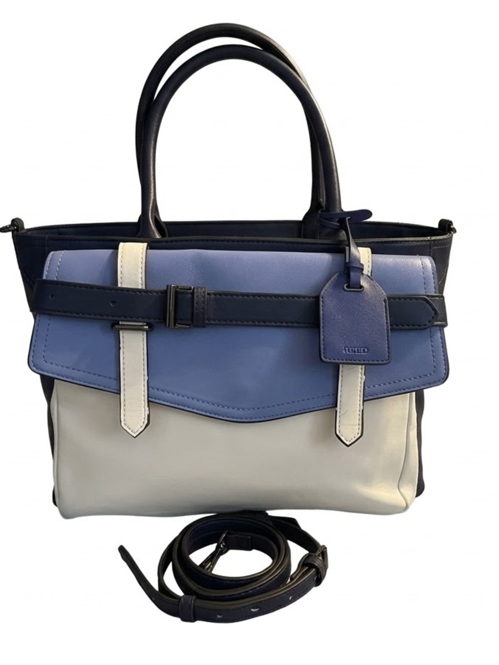 Reed Tote in Blue, White & Dark Blue